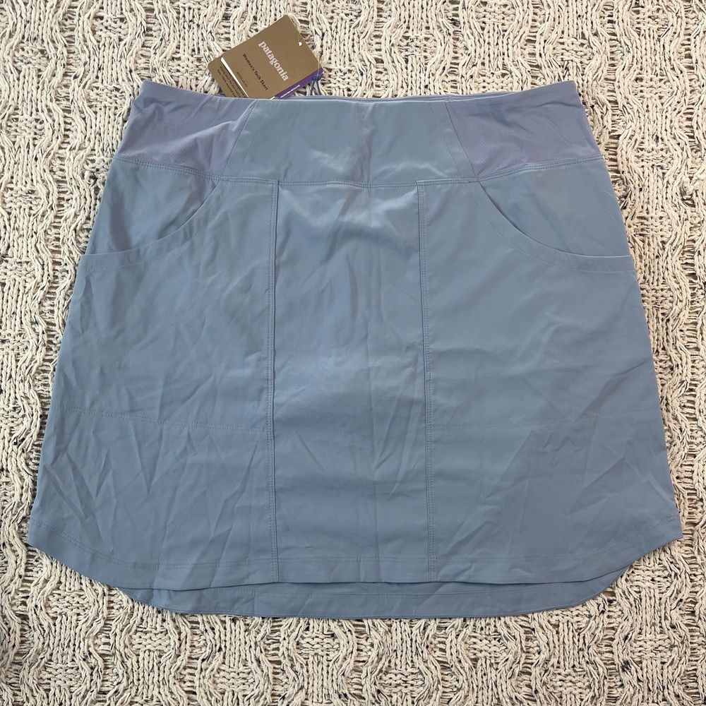 Patagonia W's Tech Skort Skirt Womens Large Slate Blue Nylon w/ Pockets NWT